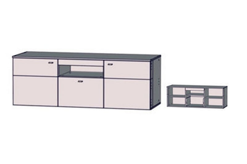 Lianne TV-bänk 150 cm  2 Dörrar Låda inkl Belysning - Plank Ek/Grå - Möbler - Vardagsrum - Tv-möbler & mediamöbler - Tv-bänkar