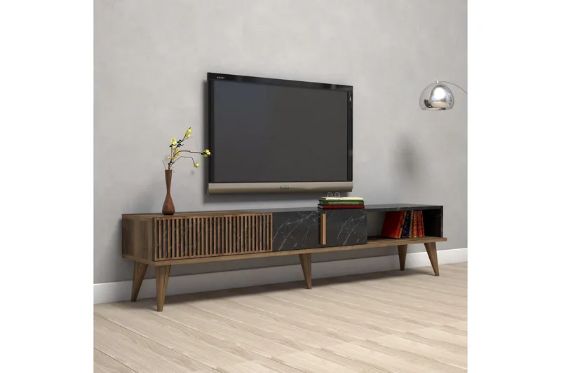 Lissione Tv-bänk 180 cm - Mörkbrun/Svart - Möbler - Vardagsrum - Tv-möbler & mediamöbler - Tv-bänkar