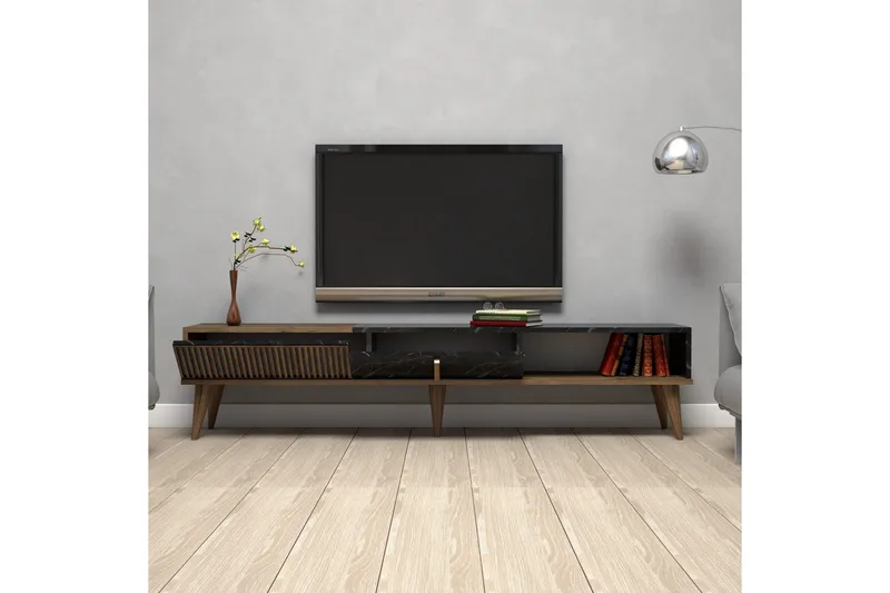 Lissione Tv-bänk 180 cm - Mörkbrun/Svart - Möbler - Vardagsrum - Tv-möbler & mediamöbler - Tv-bänkar