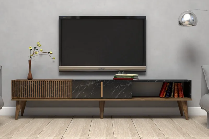 Lissione Tv-bänk 180 cm - Mörkbrun/Svart - Möbler - Vardagsrum - Tv-möbler & mediamöbler - Tv-bänkar