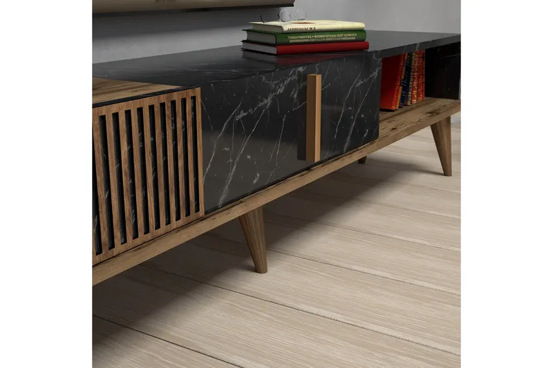 Lissione Tv-bänk 180 cm - Mörkbrun/Svart - Möbler - Vardagsrum - Tv-möbler & mediamöbler - Tv-bänkar