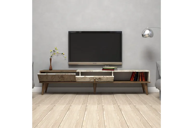 Lissione Tv-bänk 180 cm - Mörkbrun/Vit - Möbler - Vardagsrum - Tv-möbler & mediamöbler - Tv-bänkar