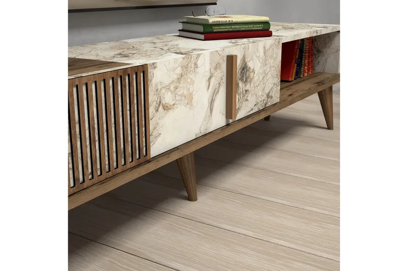 Lissione Tv-bänk 180 cm - Mörkbrun/Vit - Möbler - Vardagsrum - Tv-möbler & mediamöbler - Tv-bänkar