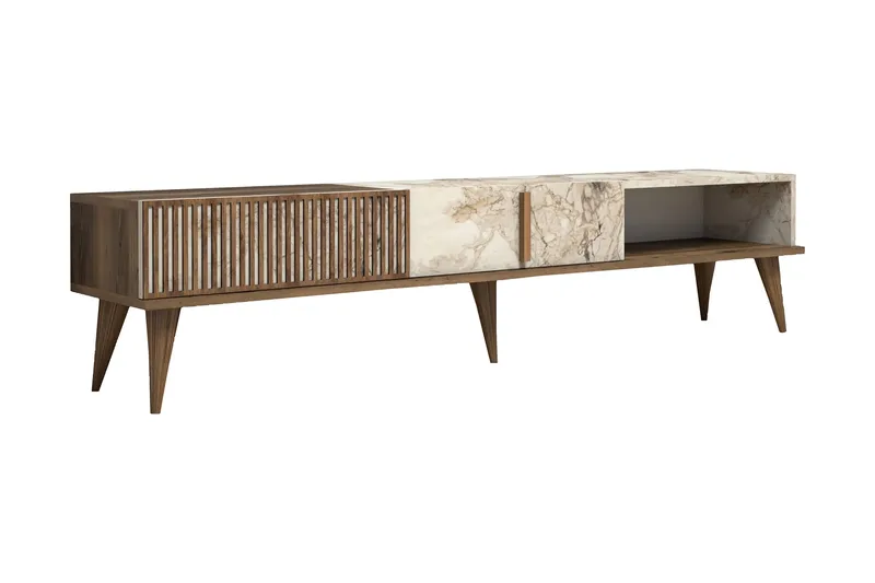 Lissione Tv-bänk 180 cm, Mörkbrun/Vit