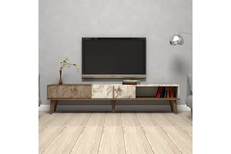 Lissione Tv-bänk 180 cm - Mörkbrun/Vit - Möbler - Vardagsrum - Tv-möbler & mediamöbler - Tv-bänkar