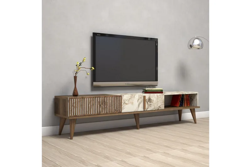Lissione Tv-bänk 180 cm - Mörkbrun/Vit - Möbler - Vardagsrum - Tv-möbler & mediamöbler - Tv-bänkar