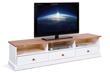 Livesey Golvstående TV-bänk 180 cm med Förvaring i Furu - Vit - Möbler - Vardagsrum - Tv-möbler & mediamöbler - Tv-bänkar