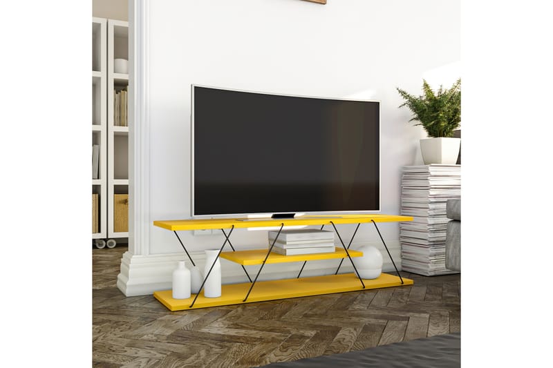 LJUSFORS Tv-bänk 120 cm Gul/Svart - Möbler - Vardagsrum - Tv-möbler & mediamöbler - Tv-bänkar