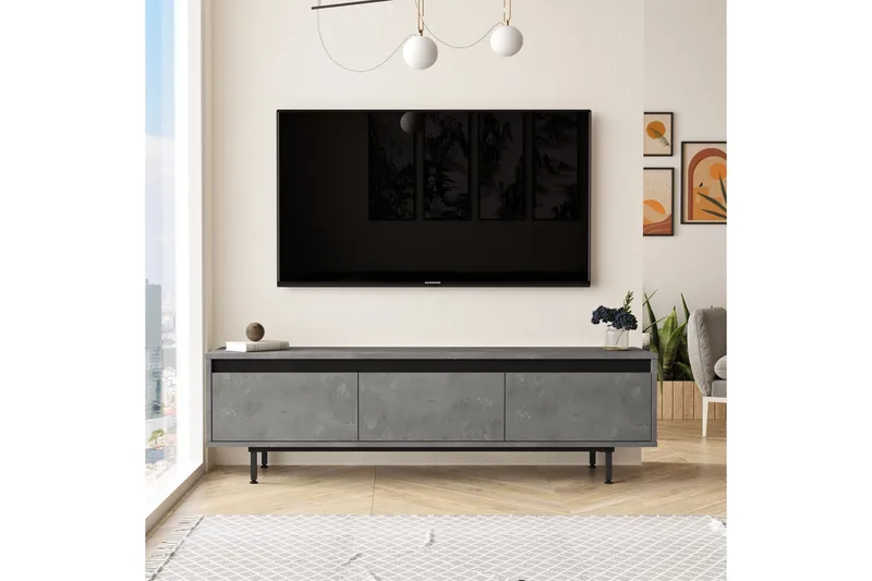 Lozyno Tv-bänk 160 cm - Silver/Svart - Möbler - Vardagsrum - Tv-möbler & mediamöbler - Tv-bänkar