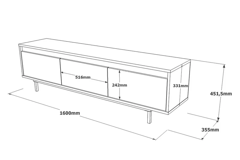 Lozyno Tv-bänk 160 cm - Silver/Svart - Möbler - Vardagsrum - Tv-möbler & mediamöbler - Tv-bänkar