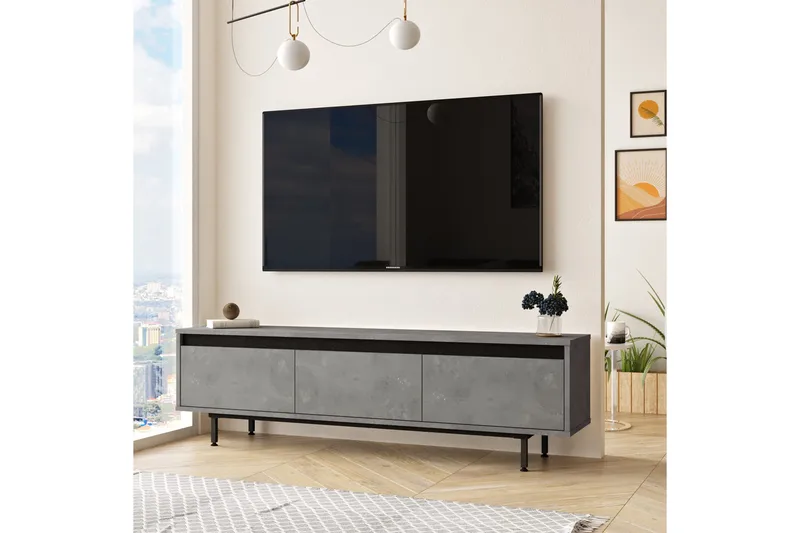 Lozyno Tv-bänk 160 cm - Silver/Svart - Möbler - Vardagsrum - Tv-möbler & mediamöbler - Tv-bänkar