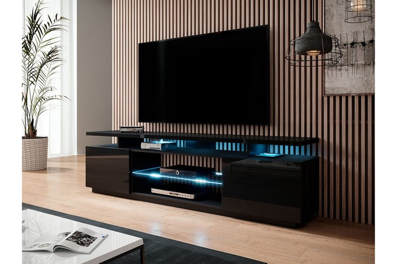 LUDWIG TV-bänk 180 cm med LED Svart - Tv-bänkar