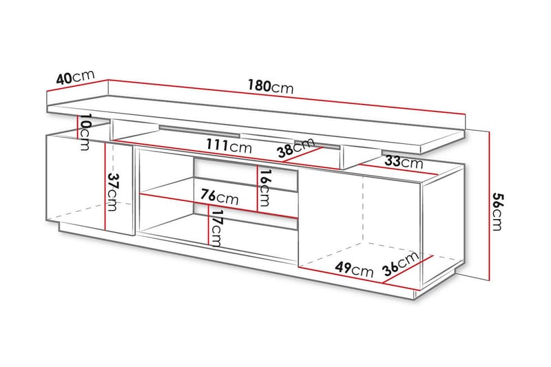 LUDWIG TV-bänk 180 cm Svart - Möbler - Vardagsrum - Tv-möbler & mediamöbler - Tv-bänkar