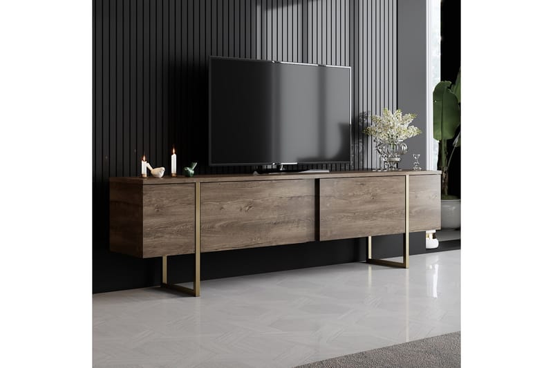 LUXE Tv-bänk 180x50 cm Brun/Guld - Möbler - Vardagsrum - Tv-möbler & mediamöbler - Tv-bänkar