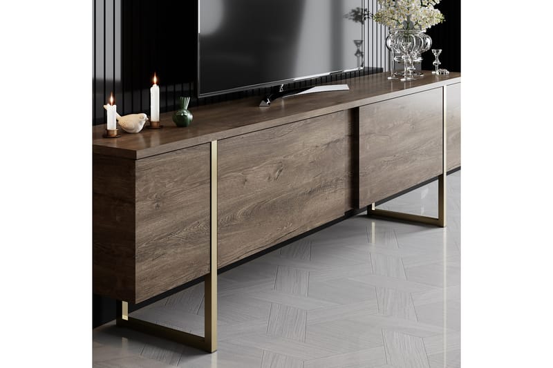 LUXE Tv-bänk 180x50 cm Brun/Guld - Möbler - Vardagsrum - Tv-möbler & mediamöbler - Tv-bänkar