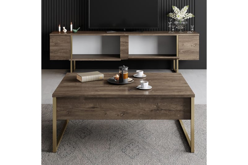 LUXE Tv-bänk 180x50 cm Brun/Guld - Möbler - Vardagsrum - Tv-möbler & mediamöbler - Tv-bänkar