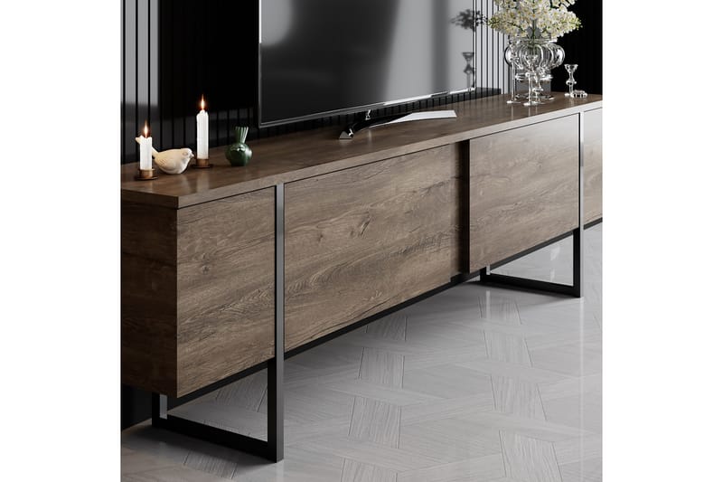 LUXE Tv-bänk 180x50 cm Brun/Svart - Möbler - Vardagsrum - Tv-möbler & mediamöbler - Tv-bänkar