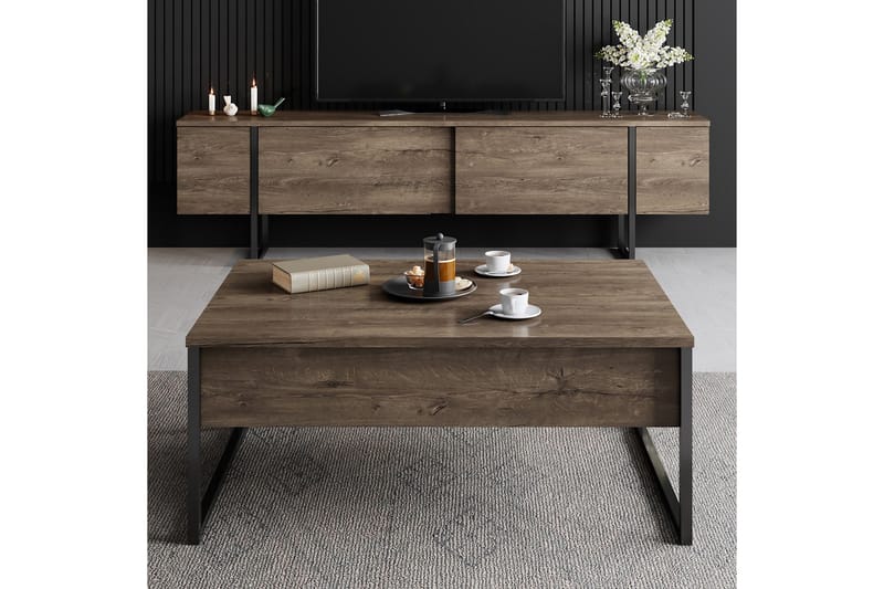 LUXE Tv-bänk 180x50 cm Brun/Svart - Möbler - Vardagsrum - Tv-möbler & mediamöbler - Tv-bänkar