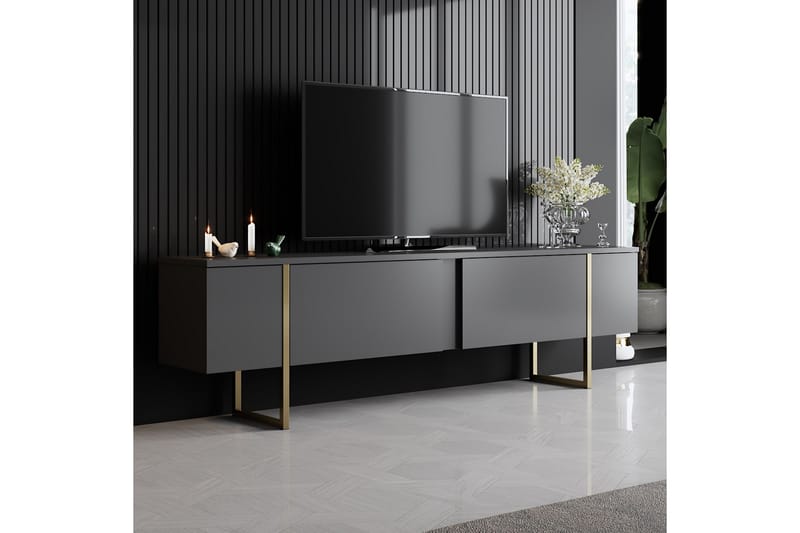 LUXE Tv-bänk 180x50 cm Svart/Guld - Möbler - Vardagsrum - Tv-möbler & mediamöbler - Tv-bänkar