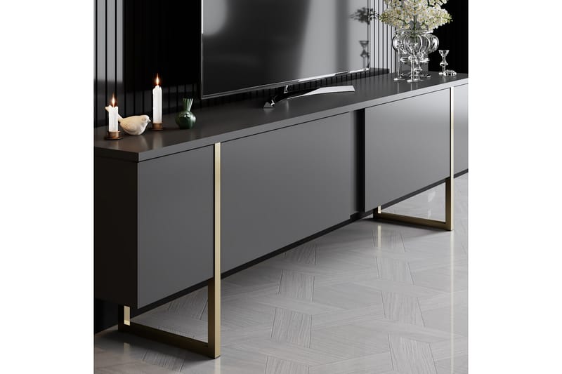 LUXE Tv-bänk 180x50 cm Svart/Guld - M�öbler - Vardagsrum - Tv-möbler & mediamöbler - Tv-bänkar