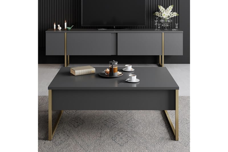 LUXE Tv-bänk 180x50 cm Svart/Guld - Möbler - Vardagsrum - Tv-möbler & mediamöbler - Tv-bänkar