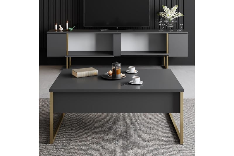LUXE Tv-bänk 180x50 cm Svart/Guld - Möbler - Vardagsrum - Tv-möbler & mediamöbler - Tv-bänkar