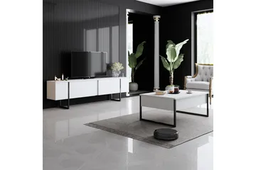 Luxe Tv-bänk 180x50 cm Vit/Svart - Hanah Home - Möbler - Vardagsrum - Tv-möbler & mediamöbler - Tv-bänkar