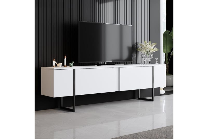 Luxe Tv-bänk 180x50 cm Vit/Svart - Hanah Home - Möbler - Vardagsrum - Tv-möbler & mediamöbler - Tv-bänkar