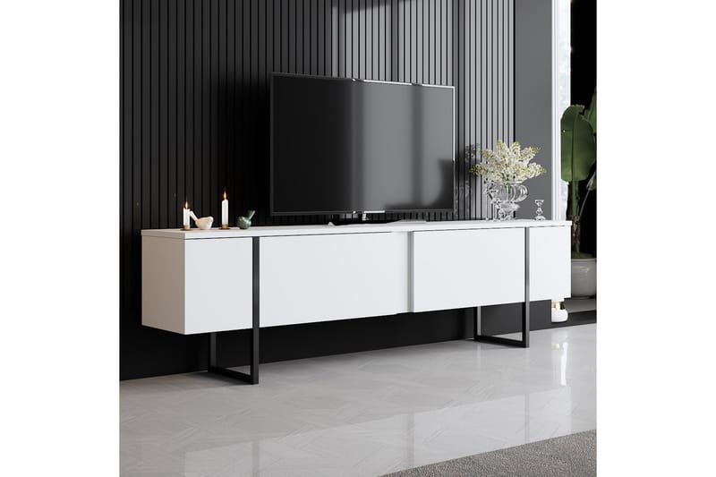 LUXE Tv-bänk 180x50 cm Vit/Svart - Möbler - Vardagsrum - Tv-möbler & mediamöbler - Tv-bänkar