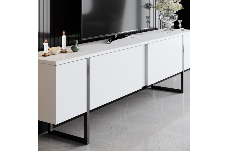 LUXE Tv-bänk 180x50 cm Vit/Svart - Möbler - Vardagsrum - Tv-möbler & mediamöbler - Tv-bänkar
