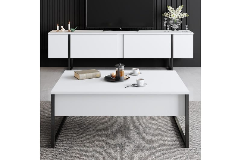 LUXE Tv-bänk 180x50 cm Vit/Svart - Möbler - Vardagsrum - Tv-möbler & mediamöbler - Tv-bänkar