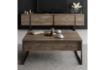 Luxe Tv bänk med Förvaring 180x50 cm - Brun / Svart / Trä - Möbler - Vardagsrum - Tv-möbler & mediamöbler - Tv-bänkar