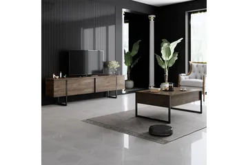 Luxe Tv bänk med Förvaring 180x50 cm - Brun / Svart / Trä - Möbler - Vardagsrum - Tv-möbler & mediamöbler - Tv-bänkar