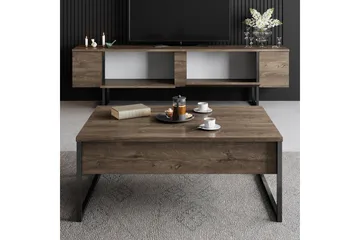 Luxe Tv bänk med Förvaring 180x50 cm - Brun / Svart / Trä - Möbler - Vardagsrum - Tv-möbler & mediamöbler - Tv-bänkar