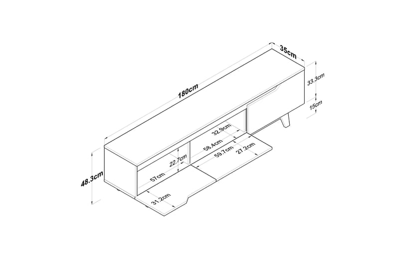 LYCHESTER Tv-bänk 180x35 cm Vit/Brun - Möbler - Vardagsrum - Tv-möbler & mediamöbler - Tv-bänkar