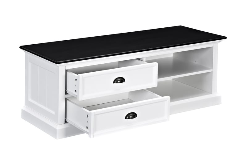 MACKAY TV-bänk 120 cm Mahogny Vit/Svart - Möbler - Vardagsrum - Tv-möbler & mediamöbler - Tv-bänkar