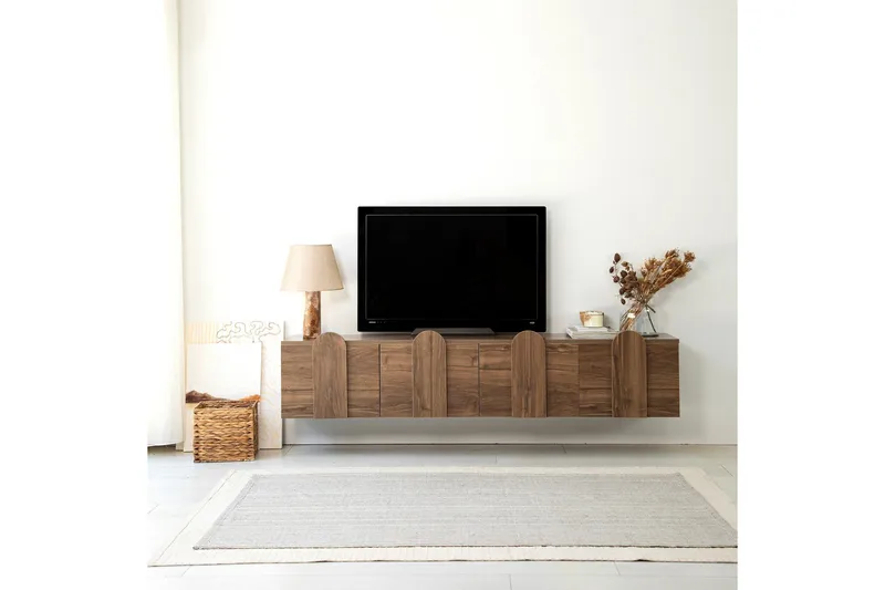 Malpani Vägghängd Tv Bänk 180 cm med Förvaring i Valnöt - Brun - Möbler - Vardagsrum - Tv-möbler & mediamöbler - Tv-bänkar