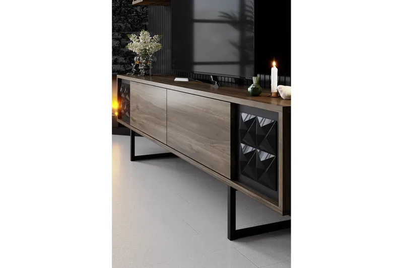 Manchan Tv-möbelset 180 cm - Valnöt/Svart - Möbler - Vardagsrum - Tv-möbler & mediamöbler - Tv-bänkar