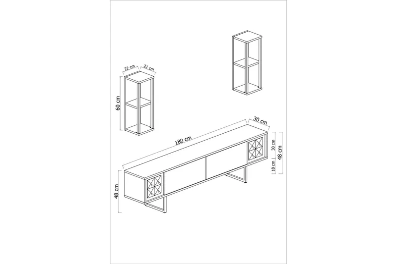 Manchan Tv-möbelset 180 cm - Valnöt/Svart - Möbler - Vardagsrum - Tv-möbler & mediamöbler - Tv-bänkar