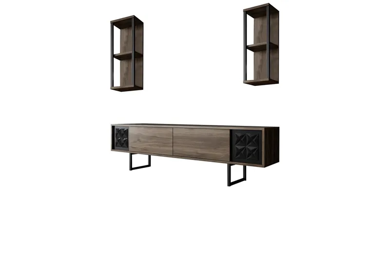 Manchan Tv-möbelset 180 cm - Valnöt/Svart - Möbler - Vardagsrum - Tv-möbler & mediamöbler - Tv-bänkar