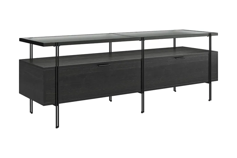 Marinko Tv Bänk 140 cm med Förvaring i Trä med Metallben, Svart