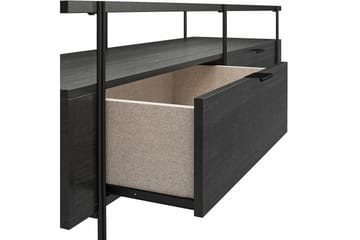 Marinko Tv Bänk 140 cm med Förvaring i Trä med Metallben - Svart - Möbler - Vardagsrum - Tv-möbler & mediamöbler - Tv-bänkar