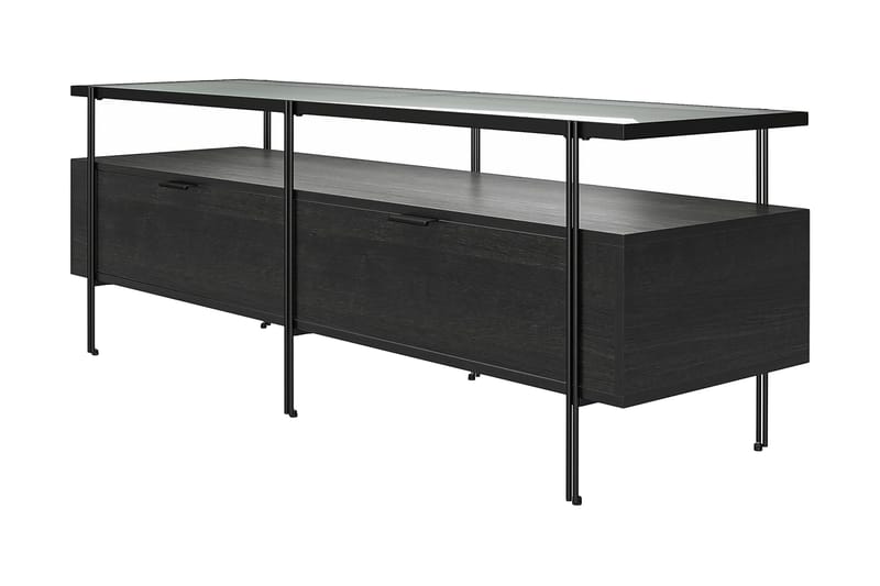 Marinko Tv Bänk 140 cm med Förvaring i Trä med Metallben - Svart - Möbler - Vardagsrum - Tv-möbler & mediamöbler - Tv-bänkar