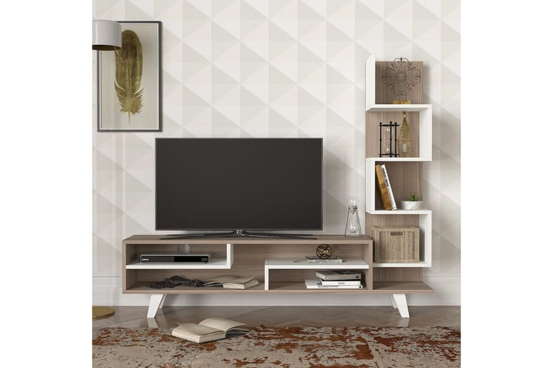 MASCONE Tv-bänk/Bokhylla 149 cm Vit - Vit - Möbler - Vardagsrum - Tv-möbler & mediamöbler - Tv-bänkar