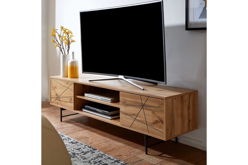 MAZI Tv-bänk 45x160 cm Rektangulär Brun - Tv-bänkar