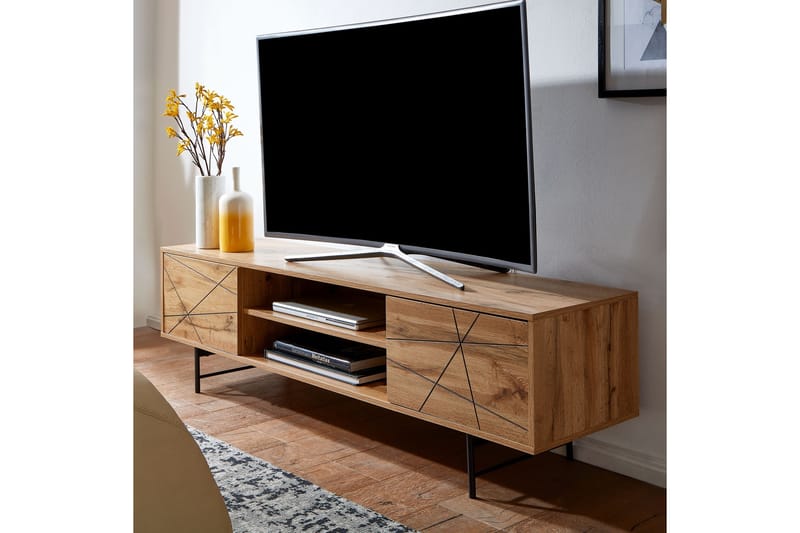 MAZI Tv-bänk 45x160 cm Rektangulär Brun - Möbler - Vardagsrum - Tv-möbler & mediamöbler - Tv-bänkar
