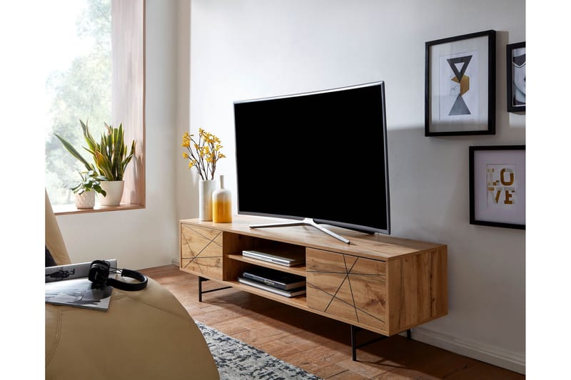 MAZI Tv-bänk 45x160 cm Rektangulär Brun - Möbler - Vardagsrum - Tv-möbler & mediamöbler - Tv-bänkar