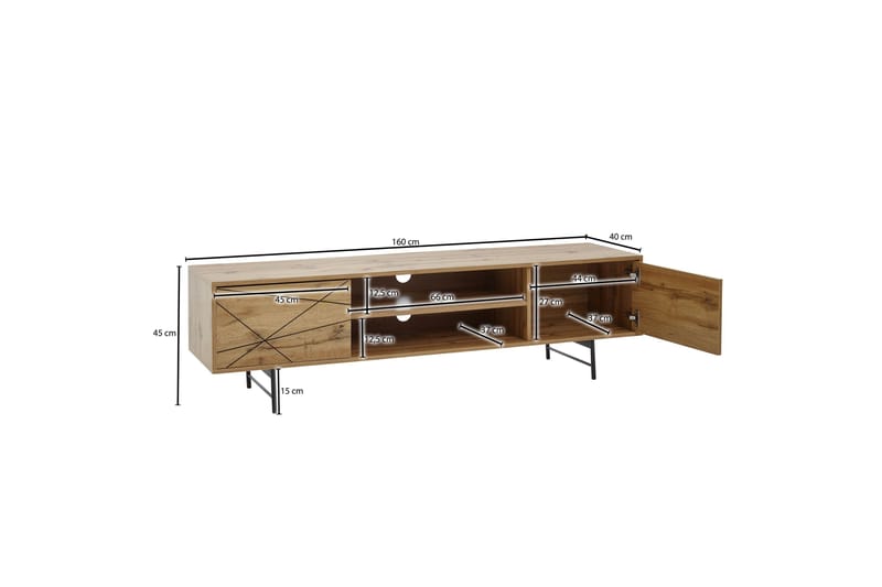 MAZI Tv-bänk 45x160 cm Rektangulär Brun - Möbler - Vardagsrum - Tv-möbler & mediamöbler - Tv-bänkar