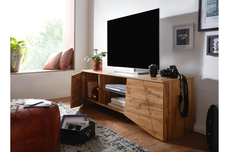 MAZI Tv-bänk 50x160 cm Rektangulär Brun - Möbler - Vardagsrum - Tv-möbler & mediamöbler - Tv-bänkar