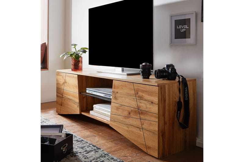 MAZI Tv-bänk 50x160 cm Rektangulär Brun - Möbler - Vardagsrum - Tv-möbler & mediamöbler - Tv-bänkar